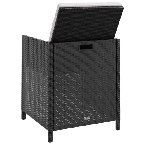  11 darabos fekete kültéri polyrattan és akácfa étkezőszett