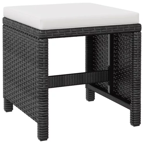  11 darabos fekete kültéri polyrattan és akácfa étkezőszett