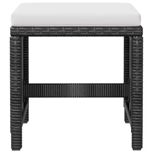  11 darabos fekete kültéri polyrattan és akácfa étkezőszett