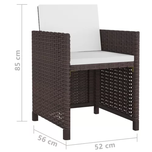  11-részes barna kültéri polyrattan étkezőszett párnákkal