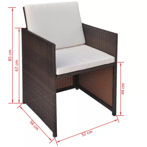  2 db barna polyrattan kerti szék hát- és ülőpárnával