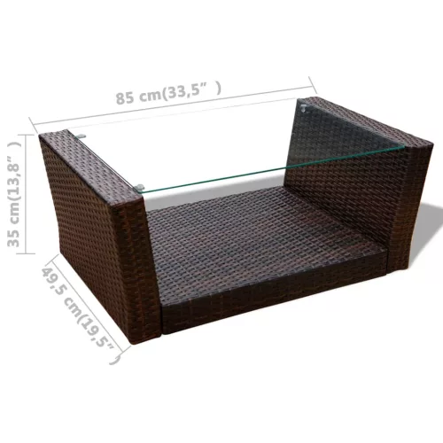  4-részes barna polyrattan kerti bútorszett párnákkal