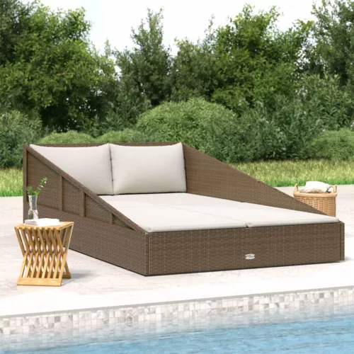  barna polyrattan kerti ágy 110 x 200 cm