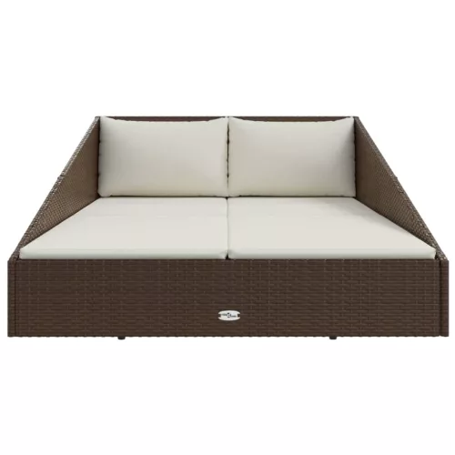  barna polyrattan kerti ágy 110 x 200 cm
