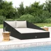  fekete polyrattan kerti ágy 110 x 200 cm