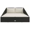  fekete polyrattan kerti ágy 110 x 200 cm