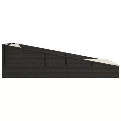  fekete polyrattan kerti ágy 110 x 200 cm