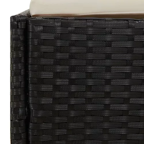  fekete polyrattan kerti ágy 110 x 200 cm