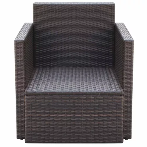  barna polyrattan kerti szék hát- és ülőpárnával