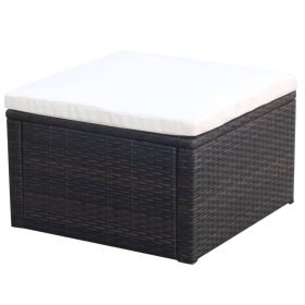  Barna polyrattan ottomán zsámoly 53x53x30 cm 