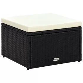  Fekete polyrattan ottomán zsámoly 53x53x30 