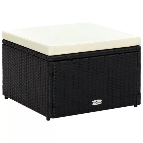  Fekete polyrattan ottomán zsámoly 53x53x30 