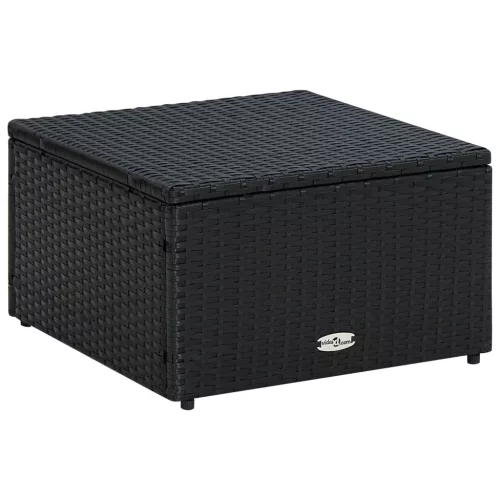  Fekete polyrattan ottomán zsámoly 53x53x30 