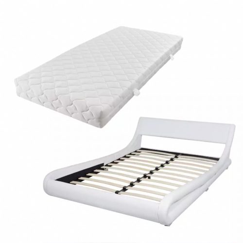 VID  Krevet od umjetne kože s madracem 160 x 200 cm bijeli