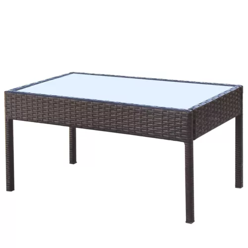  4-részes barna polyrattan kerti bútorszett párnákkal