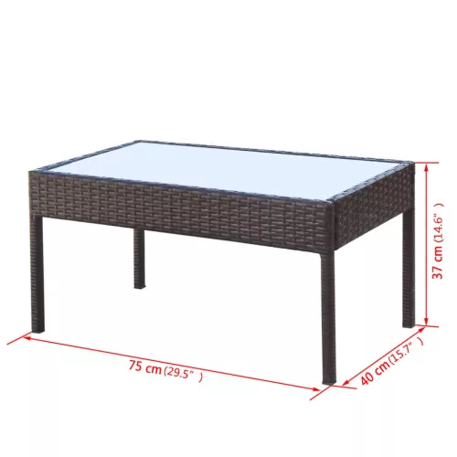  4-részes barna polyrattan kerti bútorszett párnákkal