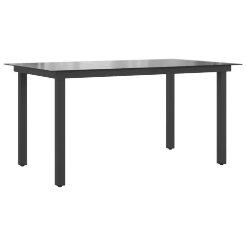  fekete alumínium és üveg kerti asztal 150 x 90 x 74 cm