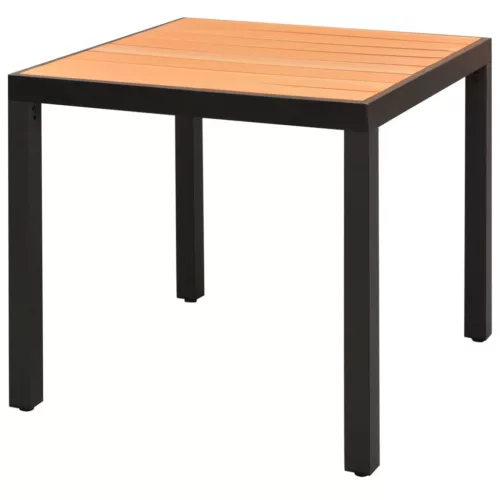  barna alumínium és WPC kerti asztal 80 x 80 x 74 cm