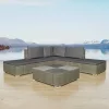  6 részes szürke polyrattan kerti ülőgarnitúra párnákkal