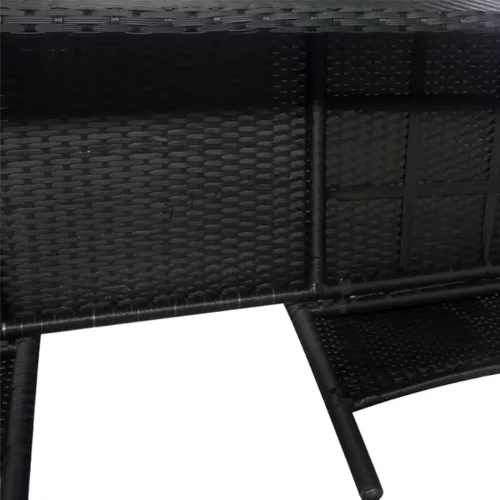  fekete kétszemélyes polyrattan kerti kanapé italtartó asztallal
