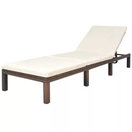  barna polyrattan napozóágy párnával
