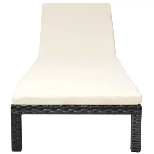  fekete polyrattan napozóágy párnával