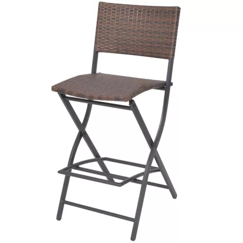  7-részes barna kerti polyrattan/acél összecsukható étkezőszett