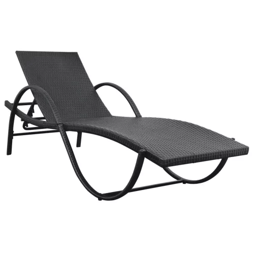  fekete polyrattan napozóágy párnával