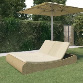  bézs polyrattan napozóágy