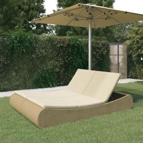  bézs polyrattan napozóágy