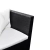  4-részes fekete polyrattan kerti bútorszett párnákkal