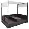  barna polyrattan napellenzős kerti ágy 190 x 130 cm