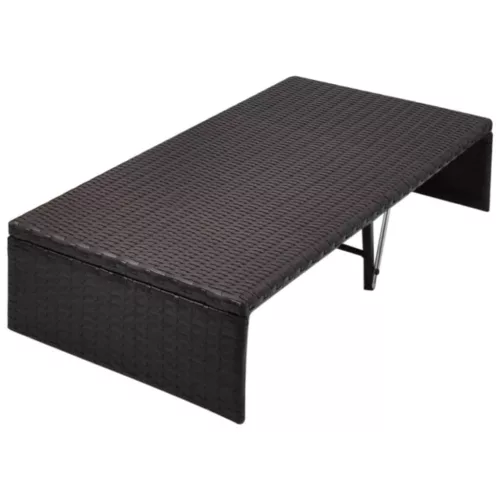  barna polyrattan napellenzős kerti ágy 190 x 130 cm