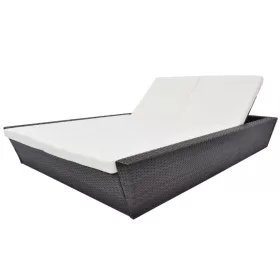  barna polyrattan napozóágy párnával