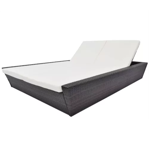  barna polyrattan napozóágy párnával