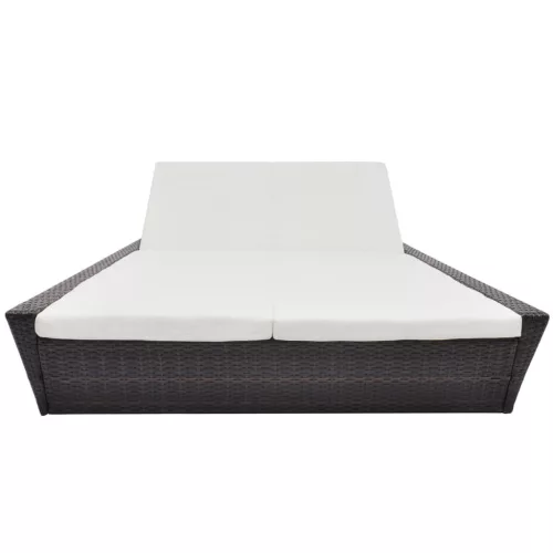  barna polyrattan napozóágy párnával