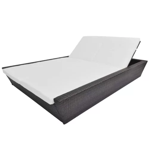  barna polyrattan napozóágy párnával