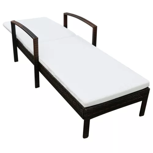  barna polyrattan napozóágy párnával
