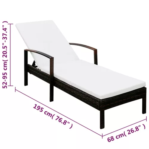  barna polyrattan napozóágy párnával