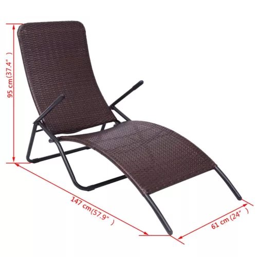  barna összecsukható polyrattan napozóágy