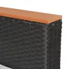  5-részes fekete polyrattan kerti bútorszett párnákkal