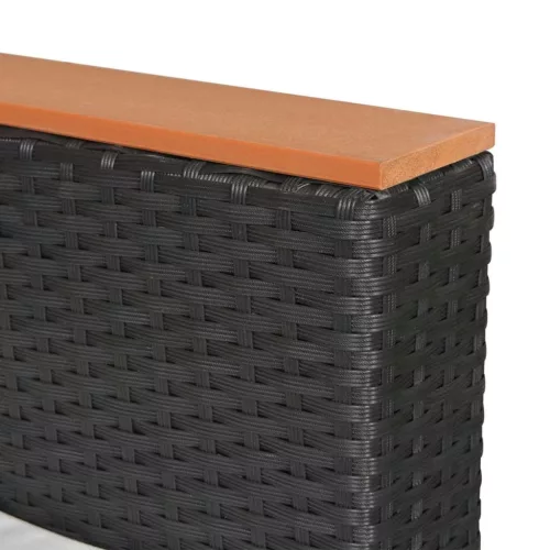  5-részes fekete polyrattan kerti bútorszett párnákkal