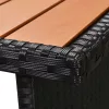  5-részes fekete polyrattan kerti bútorszett párnákkal