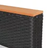  7-részes fekete polyrattan kerti bútorszett párnákkal