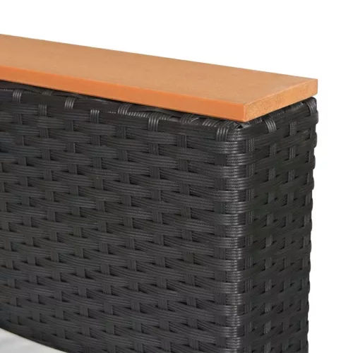  7-részes fekete polyrattan kerti bútorszett párnákkal