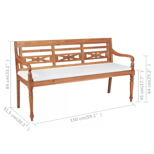  tíkfa Batavia pad párnákkal 150 cm