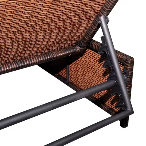  2 db barna polyrattan dönthető kerti szék asztallal