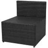  5-részes fekete polyrattan kerti bútorszett párnákkal