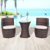  3 darabos barna polyrattan bisztrószett párnákkal