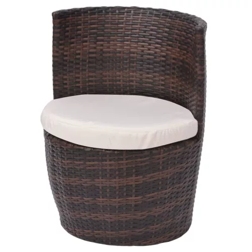  3 darabos barna polyrattan bisztrószett párnákkal
